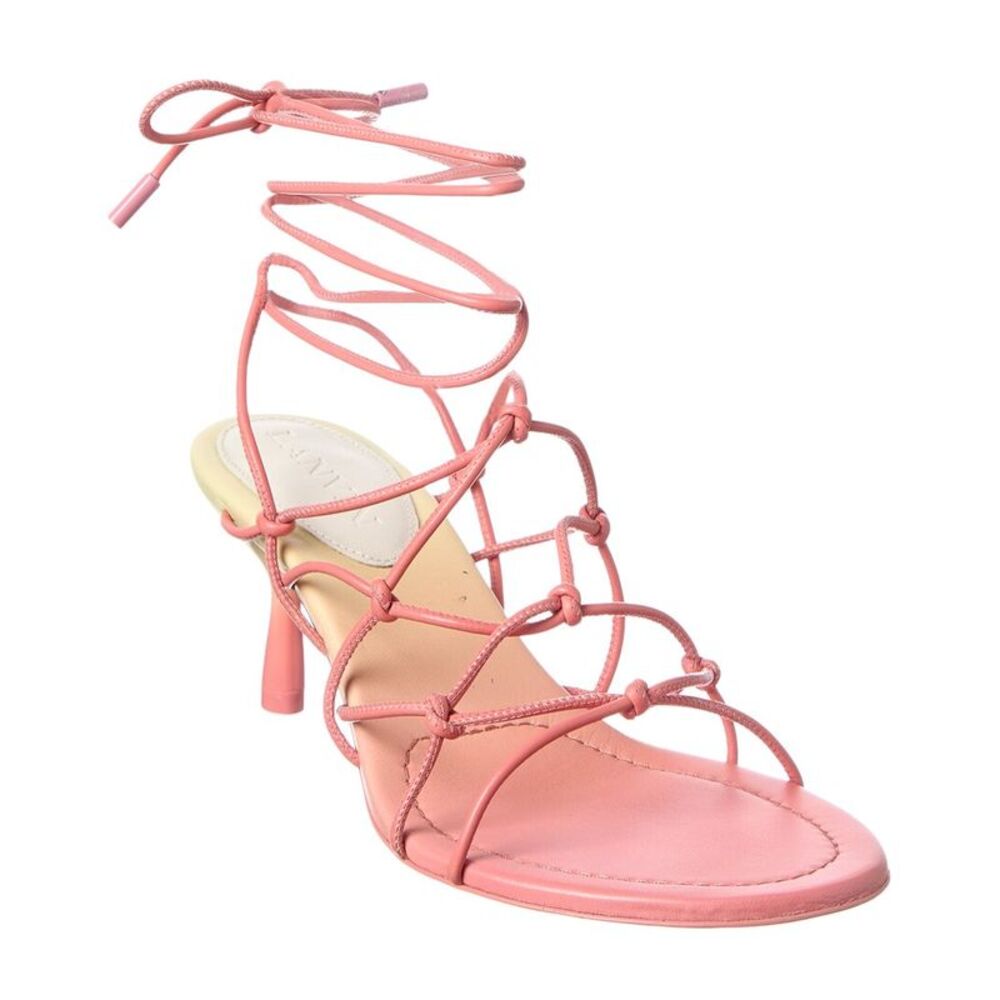 Lanvin Logo Leather Sandal, Pink